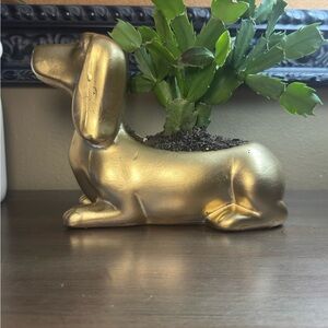 Metallic Gold Dachshund Planter